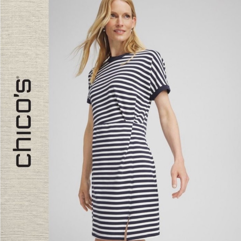 Chico’s Striped Twist Front Dress